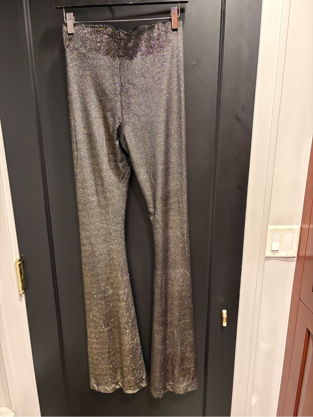 Show Me Your MuMu velvet  gold thread stripes nwt 148.00 bell bottom Flare Pants - Picture 8 of 11